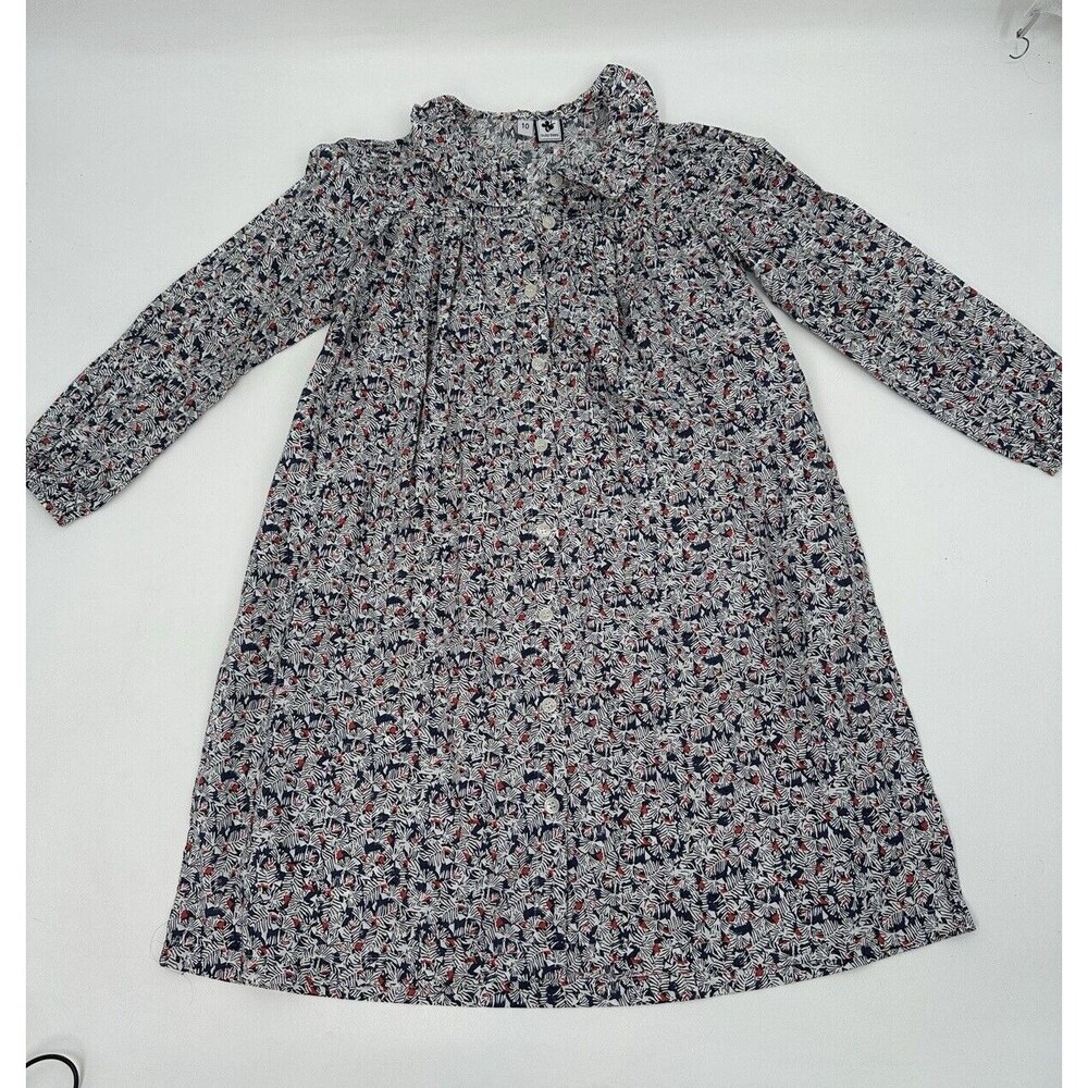 EUC Busy Bee  Girls Blue Floral long sleeves  Dress‎ Size 10
